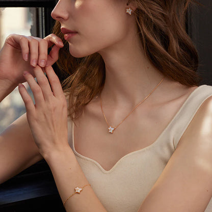 Lắc tay bạc nữ mạ vàng 18k khảm cao cấp JN6283