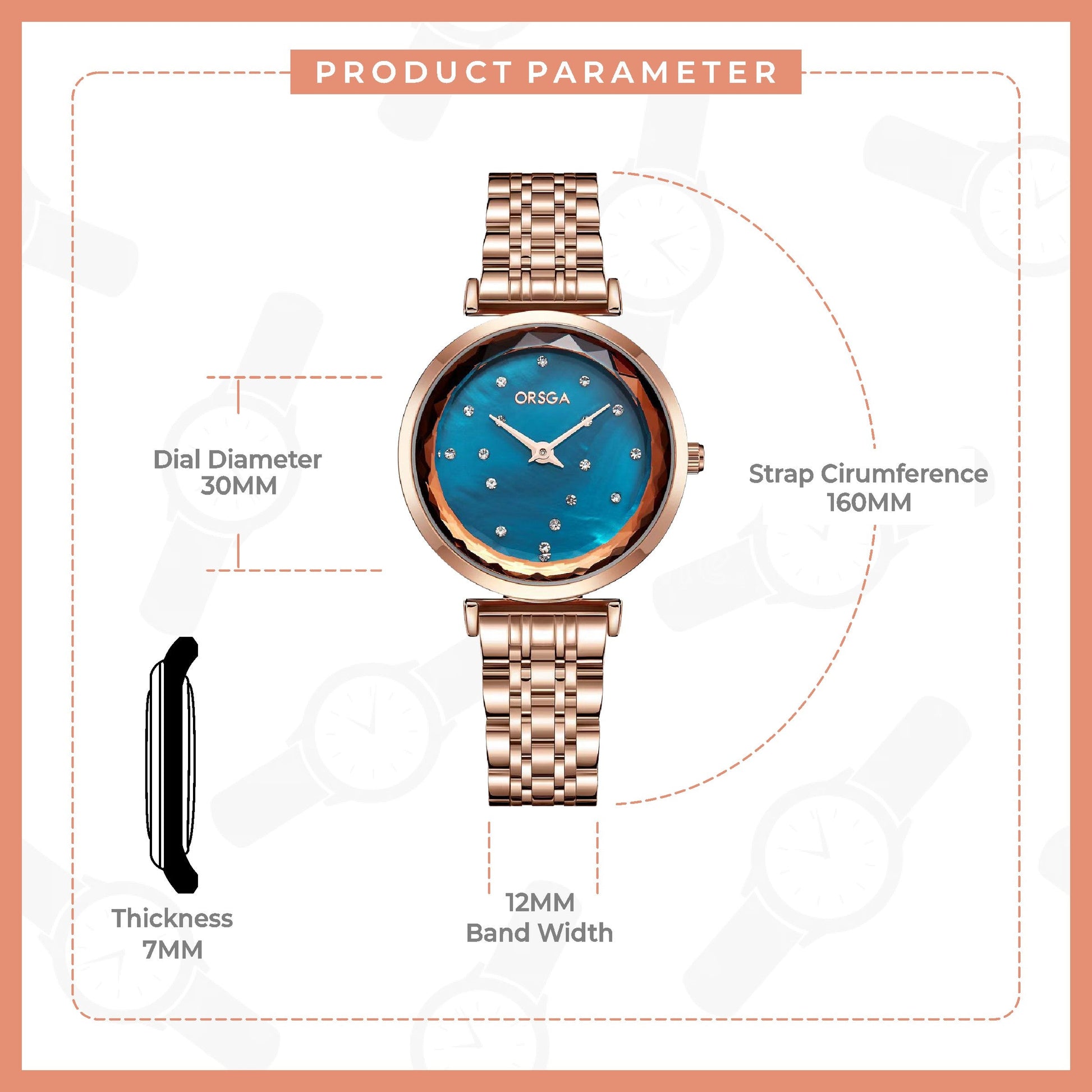 ASTER Blue Rose Gold - Đồng hồ Orsga Cao Cấp