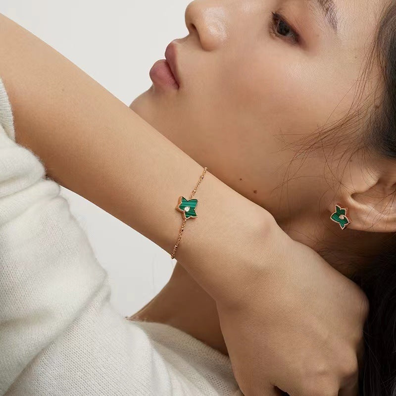 Lắc tay bạc nữ mạ vàng 18k khảm cao cấp JN6283