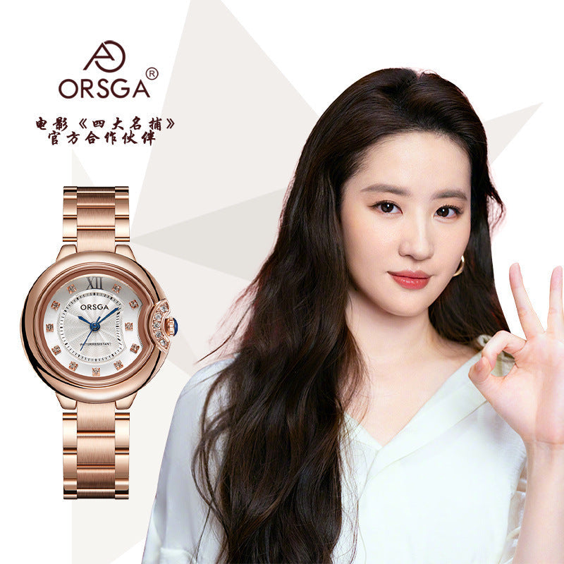 Uriel D - Đồng hồ nữ ORSGA dây kim loại mặt tròn Cao Cấp