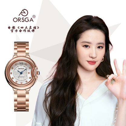 Uriel D - Đồng hồ nữ ORSGA dây kim loại mặt tròn Cao Cấp