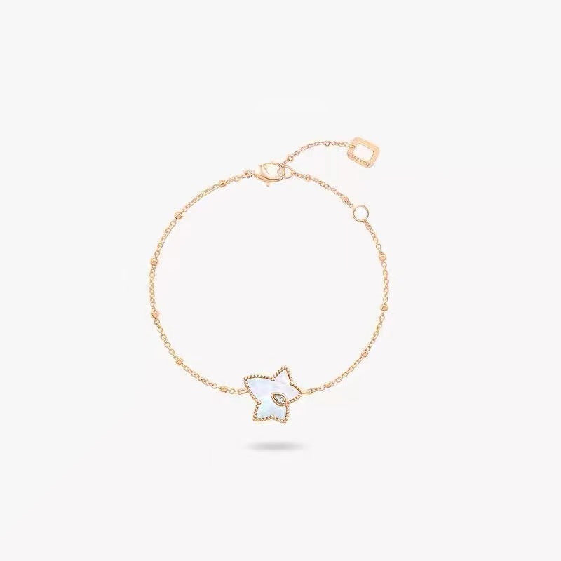 Lắc tay bạc nữ mạ vàng 18k khảm cao cấp JN6283